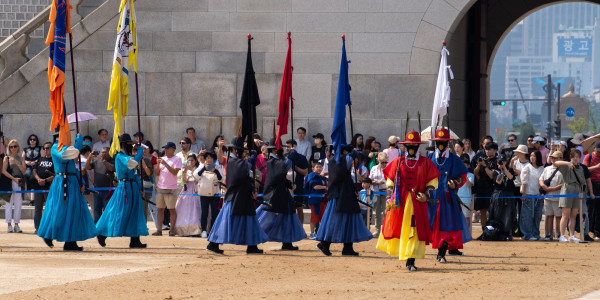 The Royal Guard Changing Ceremony at Gyeongbokgung Palace South Korea